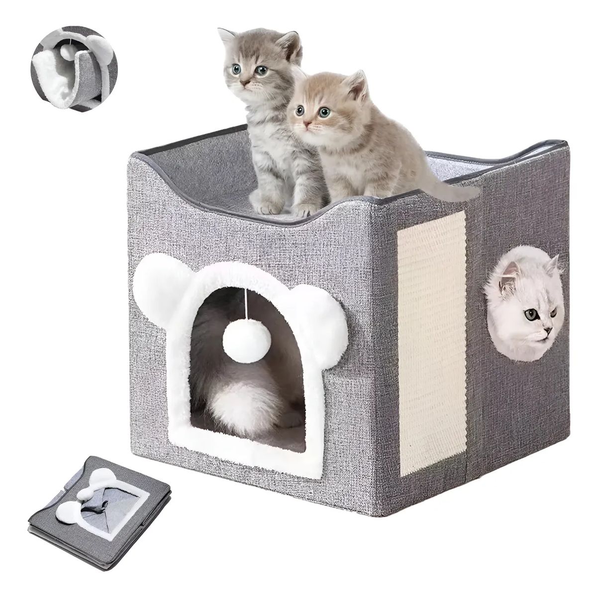 UMEXUS - Casa Para Gatos Con Cama Plegable Y Cojín Suave Para Mascota