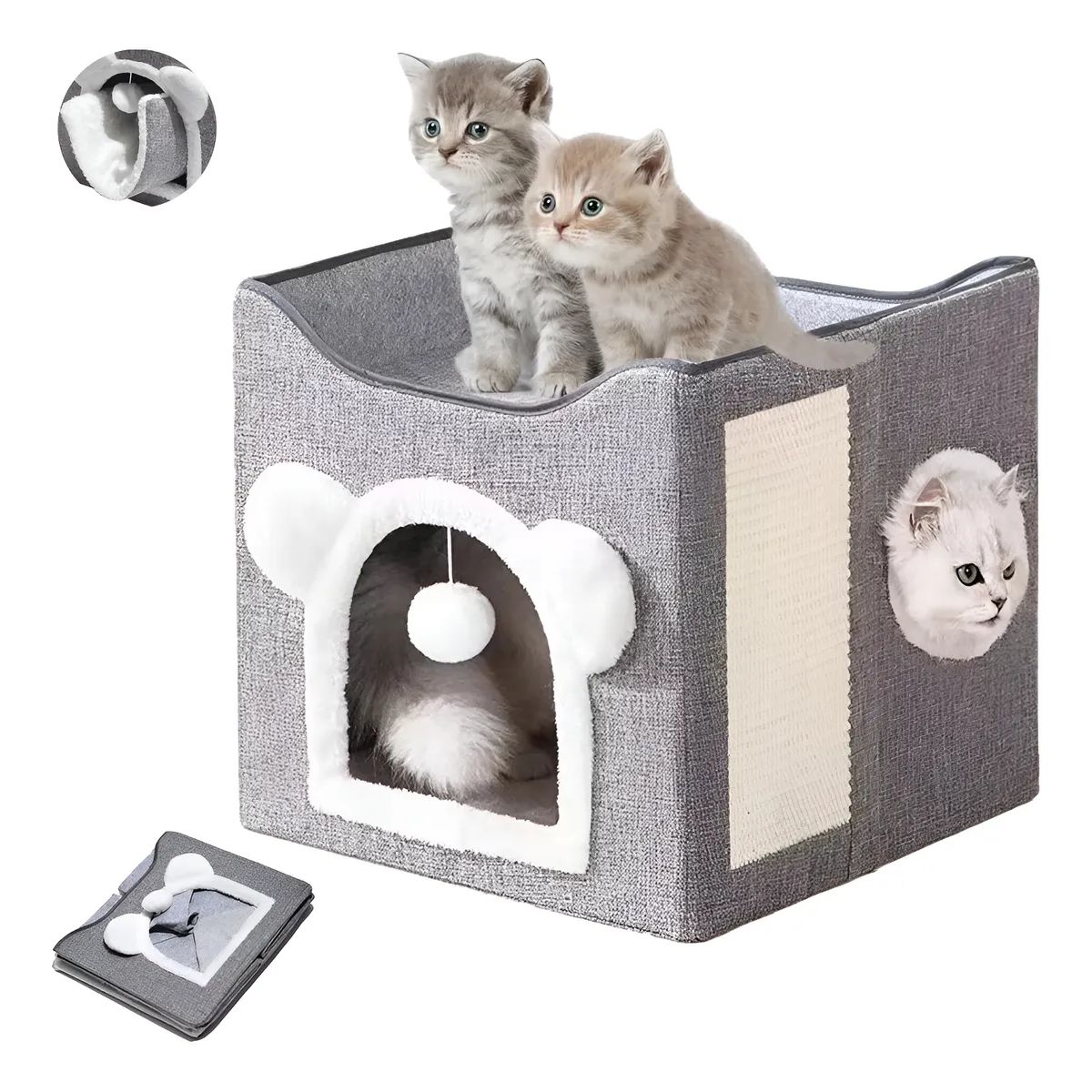UMEXUS - Casa Para Gatos Con Cama Plegable Y Cojín Suave Para Mascota