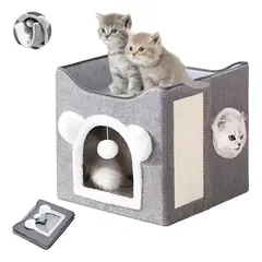UMEXUS - Casa Para Gatos Con Cama Plegable Y Cojín Suave Para Mascota