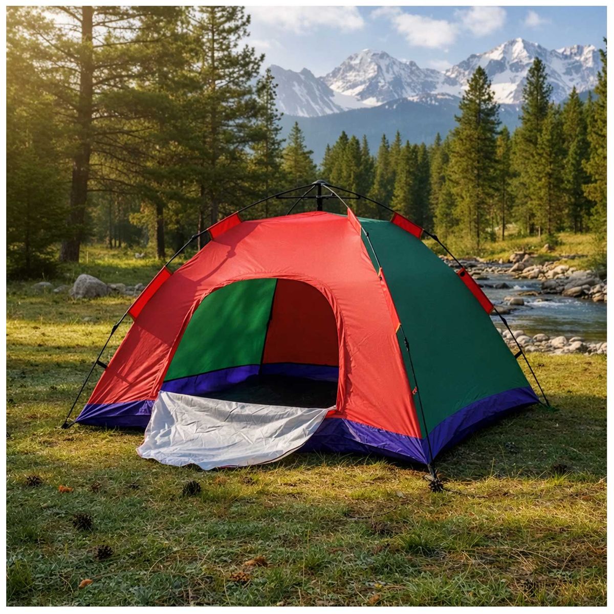 GENERICO - Carpa Camping Automática 4-5 Personas Impermeable Pop Up