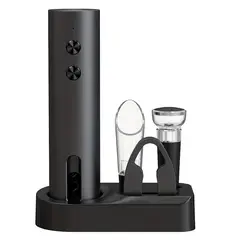 UMEXUS - Set Abrebotellas Eléctrico con Base de Carga, Aireador y 2 Tapones de Vacío