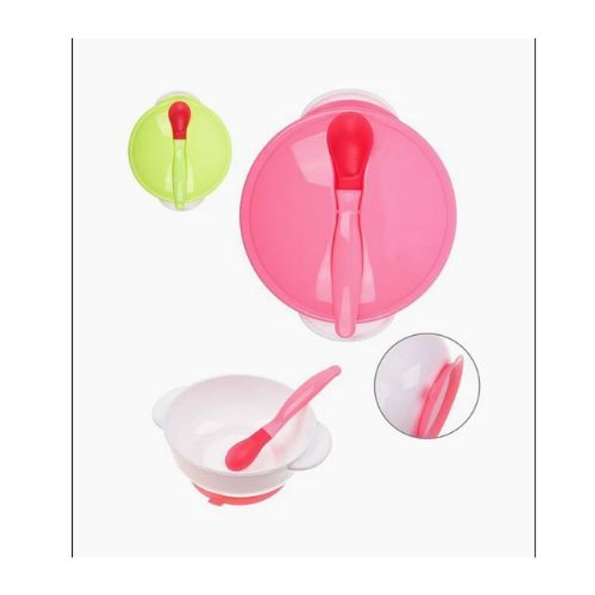 GENERICO - Posillo para comida de bebé con tapa y cuchara plástica 15 cm