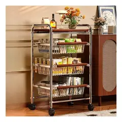 EVERSO - Carrito Organizador 4 Niveles Estante Con Ruedas Y Cesta