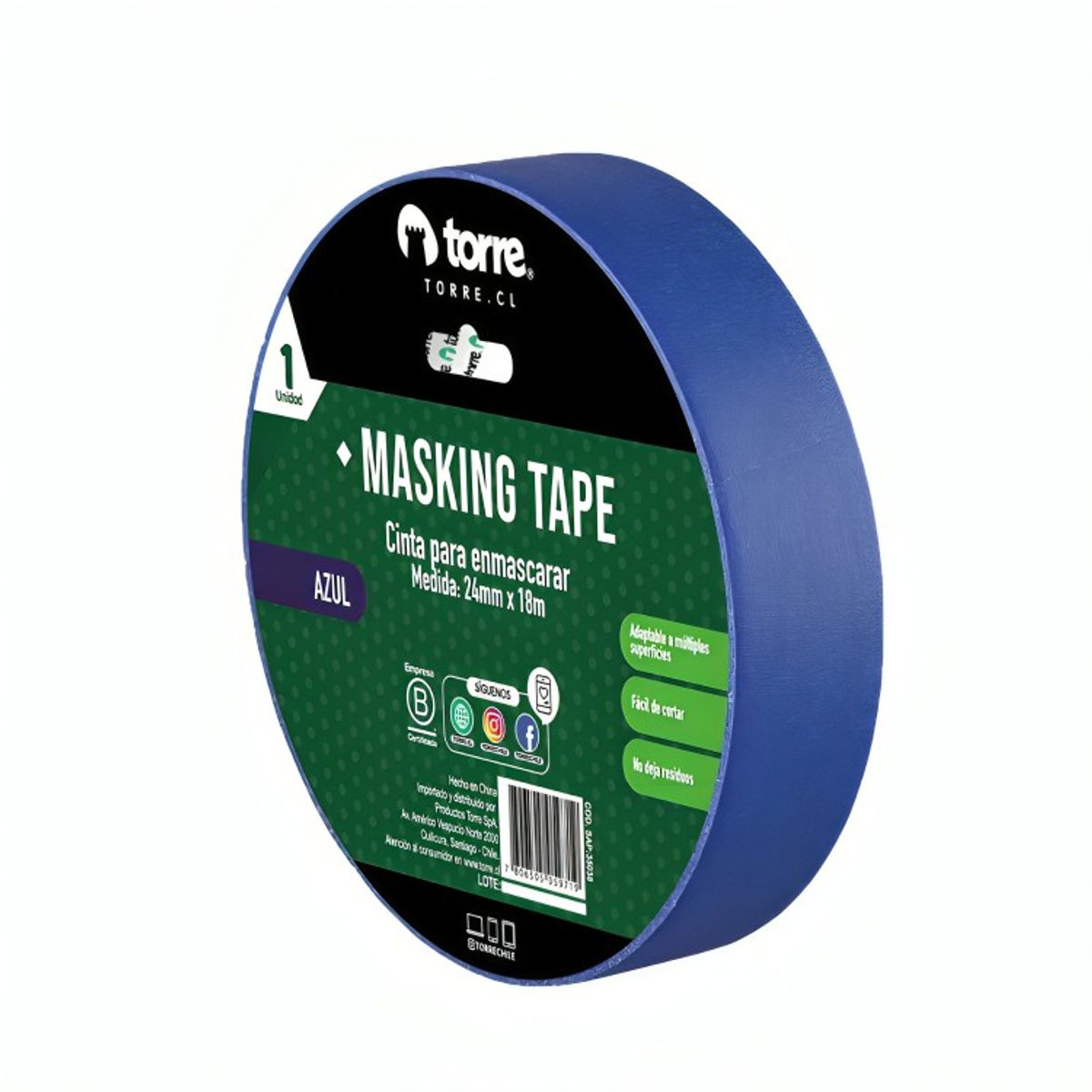 TORRE - Pack 3 Cinta Masking Azul 24mm x18m  Torre