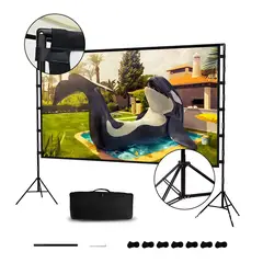 CINDISAMI - Pantalla De Proyección Plegable Hogar Portátil 2soporte