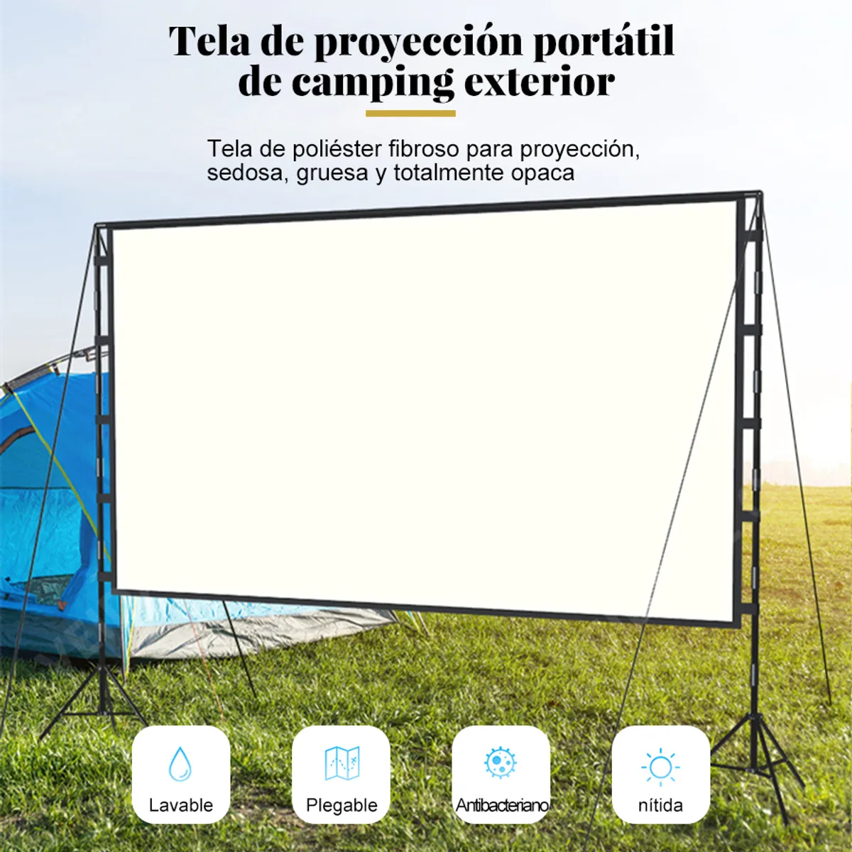 CINDISAMI - Pantalla De Proyección Plegable Hogar Portátil 2soporte