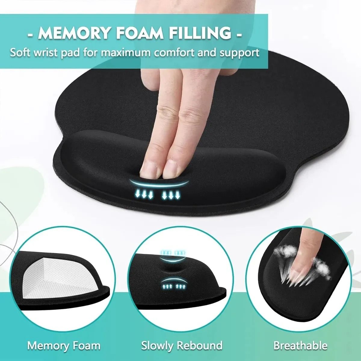 GENERICO - Almohadilla Teclado y Alfombrilla de Ratón Ergonómico Cojín de Muñeca con Reposamuñecas de Memoria