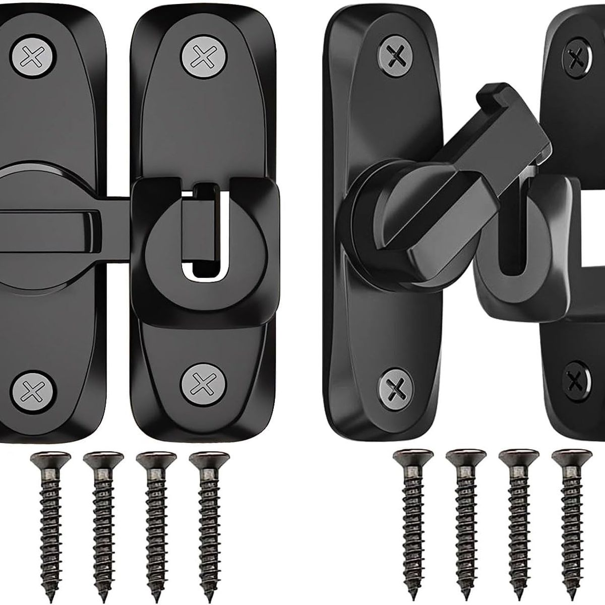 KUANGYE - 2 Pack Cerraduras Para Puertas De Granero De 90 Y 180 Grados Negro