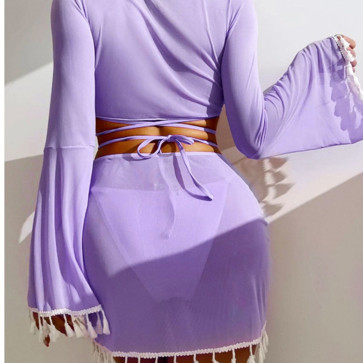 TIOZONEY - Bañador de cuatro piezas de color liso para mujer