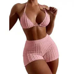 TIOZONEY - Bikini de dos piezas en color liso