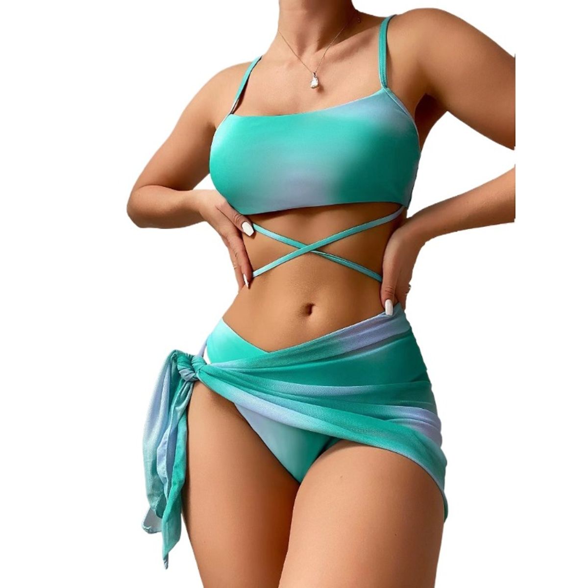 TIOZONEY - Bañador bikini teñido con la técnica tie-dye para mujer