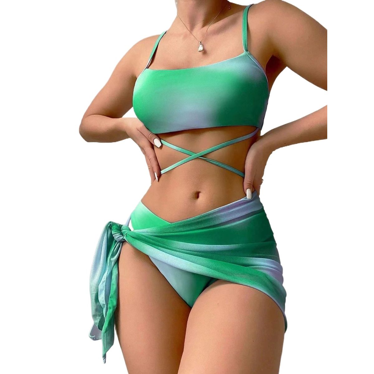 TIOZONEY - Bañador bikini teñido con la técnica tie-dye para mujer