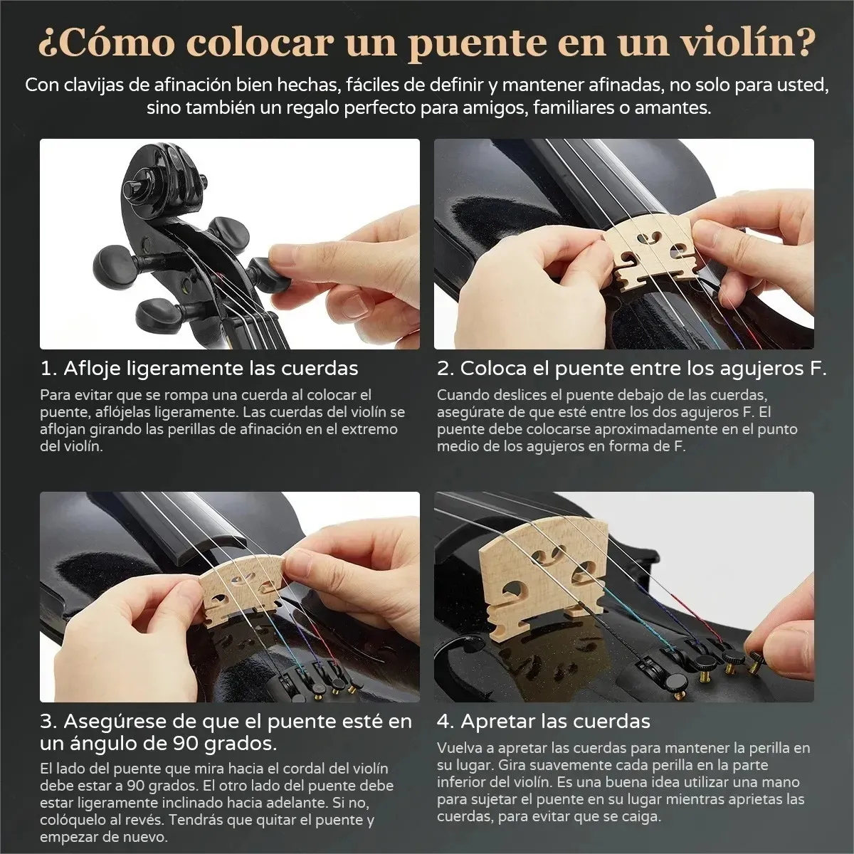 U BUY - Violin Acustico Profesional  Con Estuche Arco Accesorios Neg