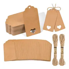 GENERICO - 250 Pcs Etiquetas Papel Kraft Con Amarras 4 X 9 Cms