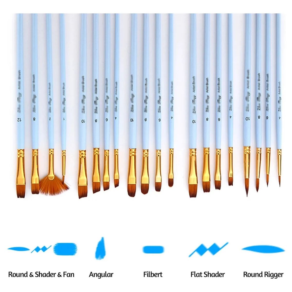 GENERICO - Kit De Pinceles Para Acrílico, Óleo, Acuarelas, 20 Piezas
