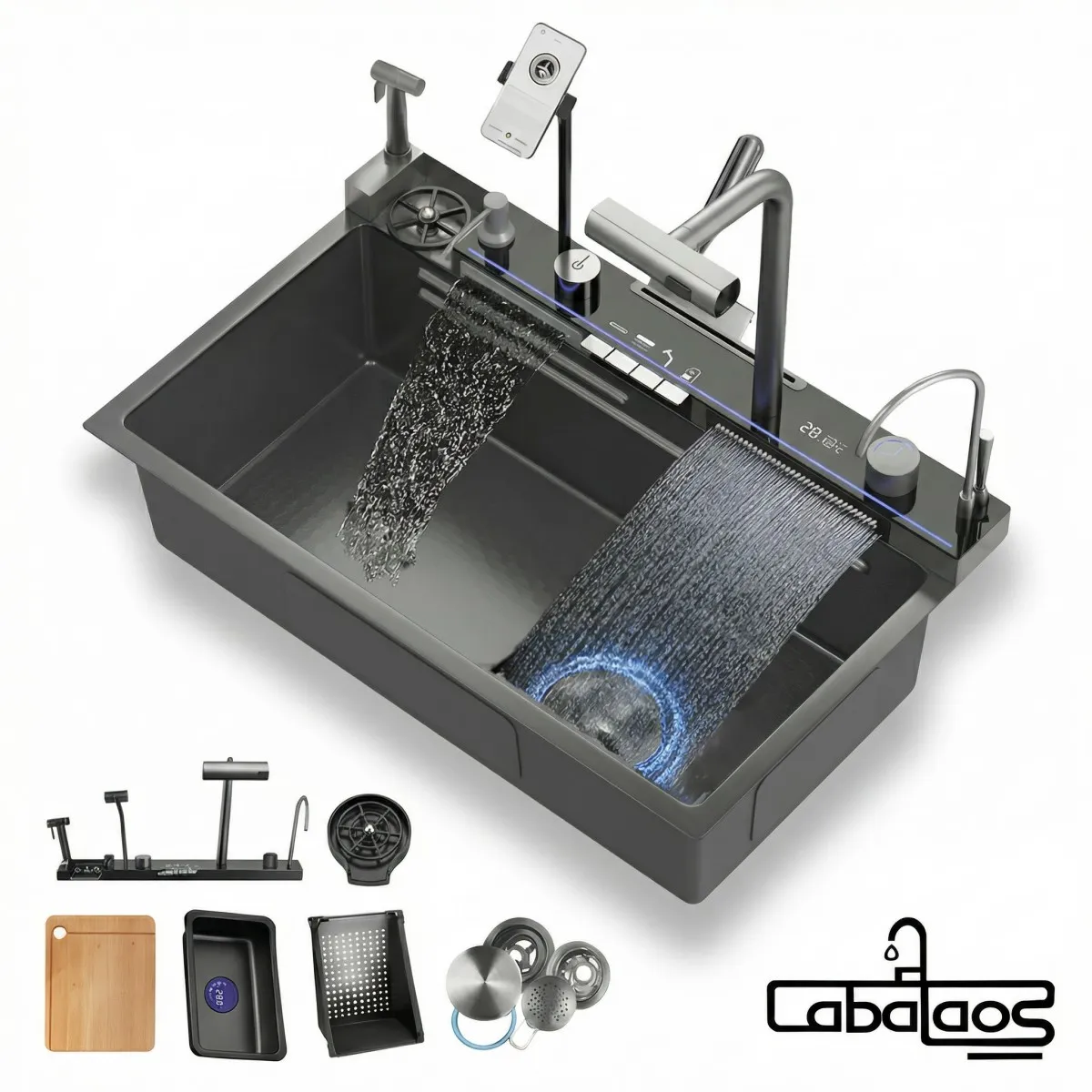 LABALAOS - Combo Lavaplato Inteligente Empotrado Acero Inoxidable Porta