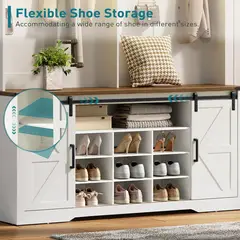 YOMYM - Estante de pasillo Perchero De Vestíbulo Estilo Granja Con Zapatero