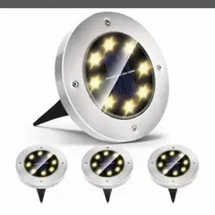 GENERICO - Pack 4 Focos Solares Jardín Estaca De 8 Led Tipo Embutido