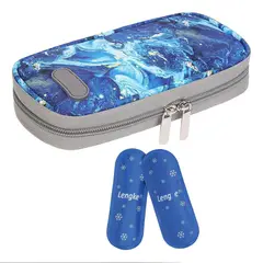 ONEDER - Estuche De Viaje Cooler Bolso Porta Insulina Diabéticos Tela Flores Azul