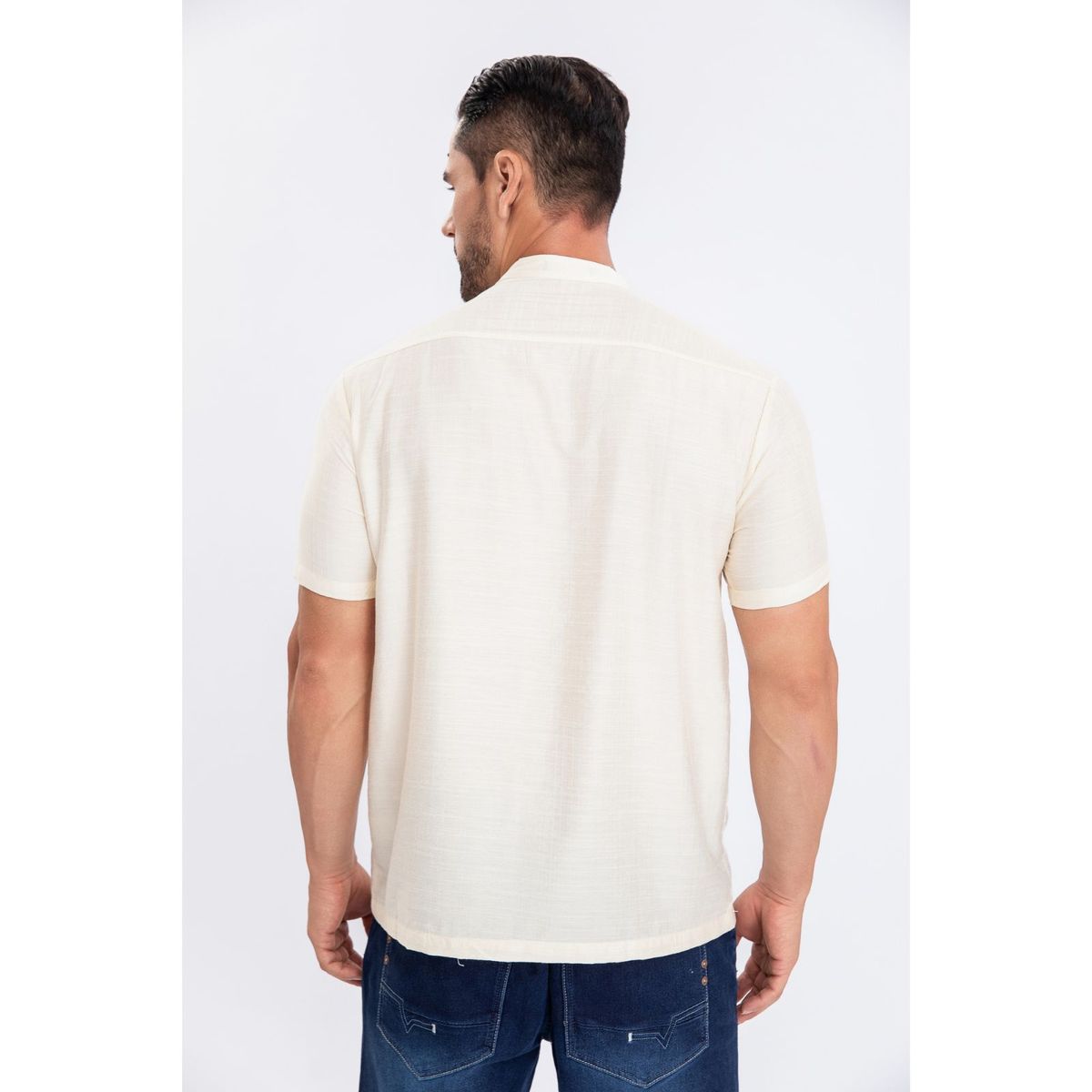 LIKE SHOP - Camisa Polera Verano Manga Corta Hombre Cuello Mao Fashion 152