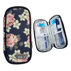 GENERICO - Bolso Estuche Cooler Refrigerante Portatil De Viaje Insulina Tela Flores Rojas