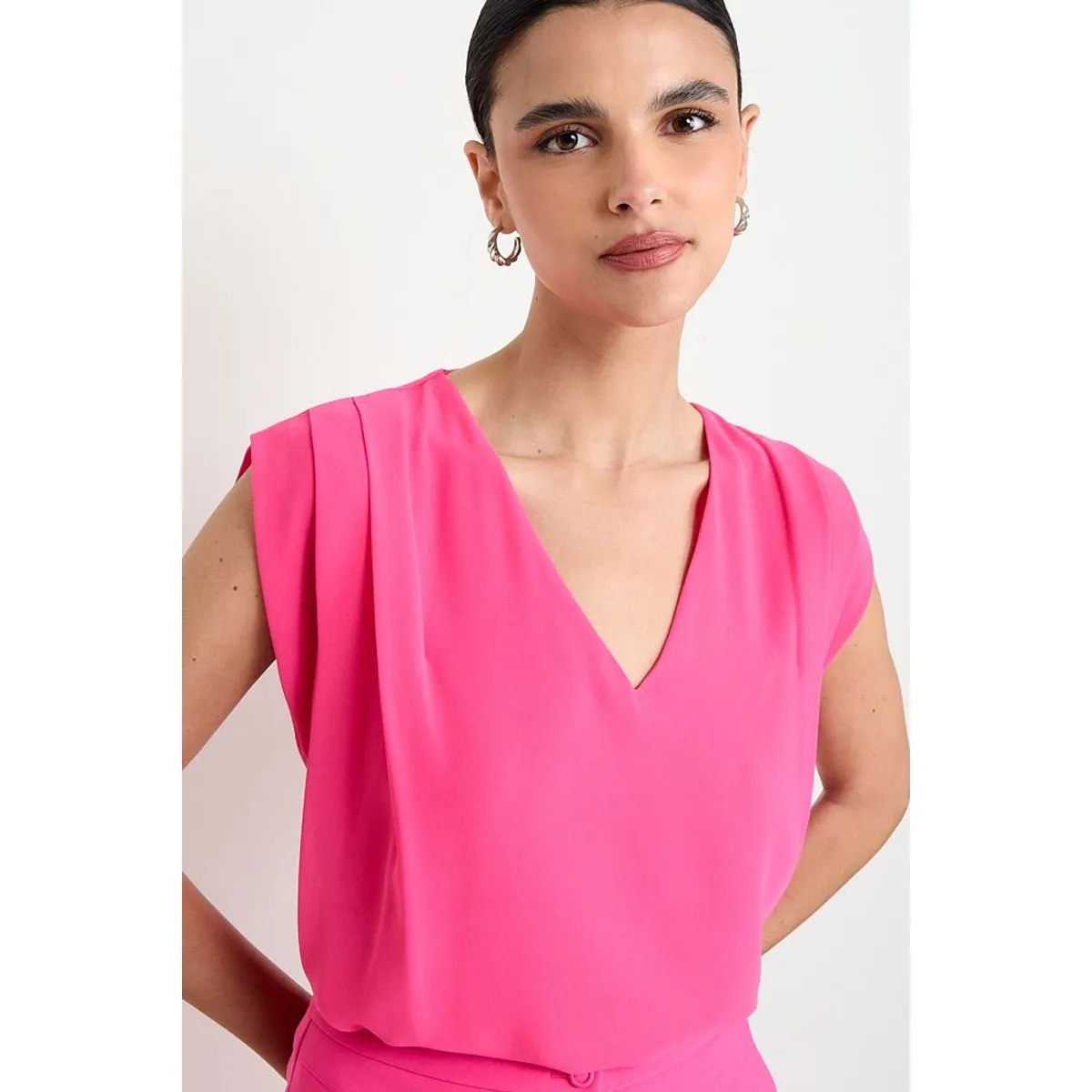 ASH - Blusa Lisa Sin Mangas Mujer Fucsia Ash