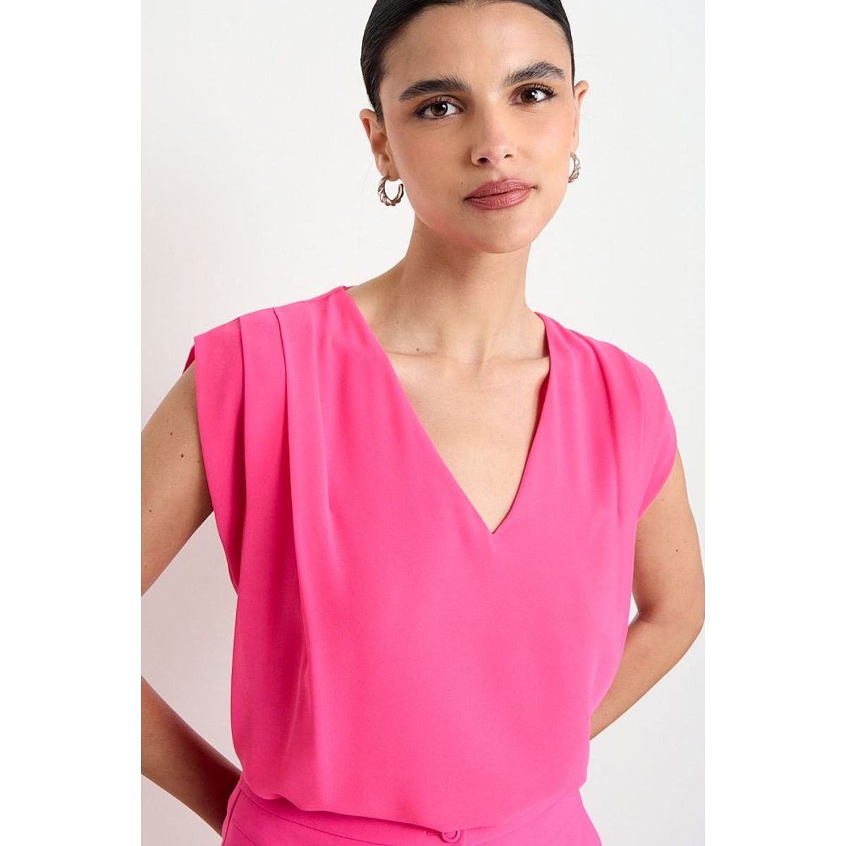 ASH - Blusa Lisa Sin Mangas Mujer Fucsia Ash