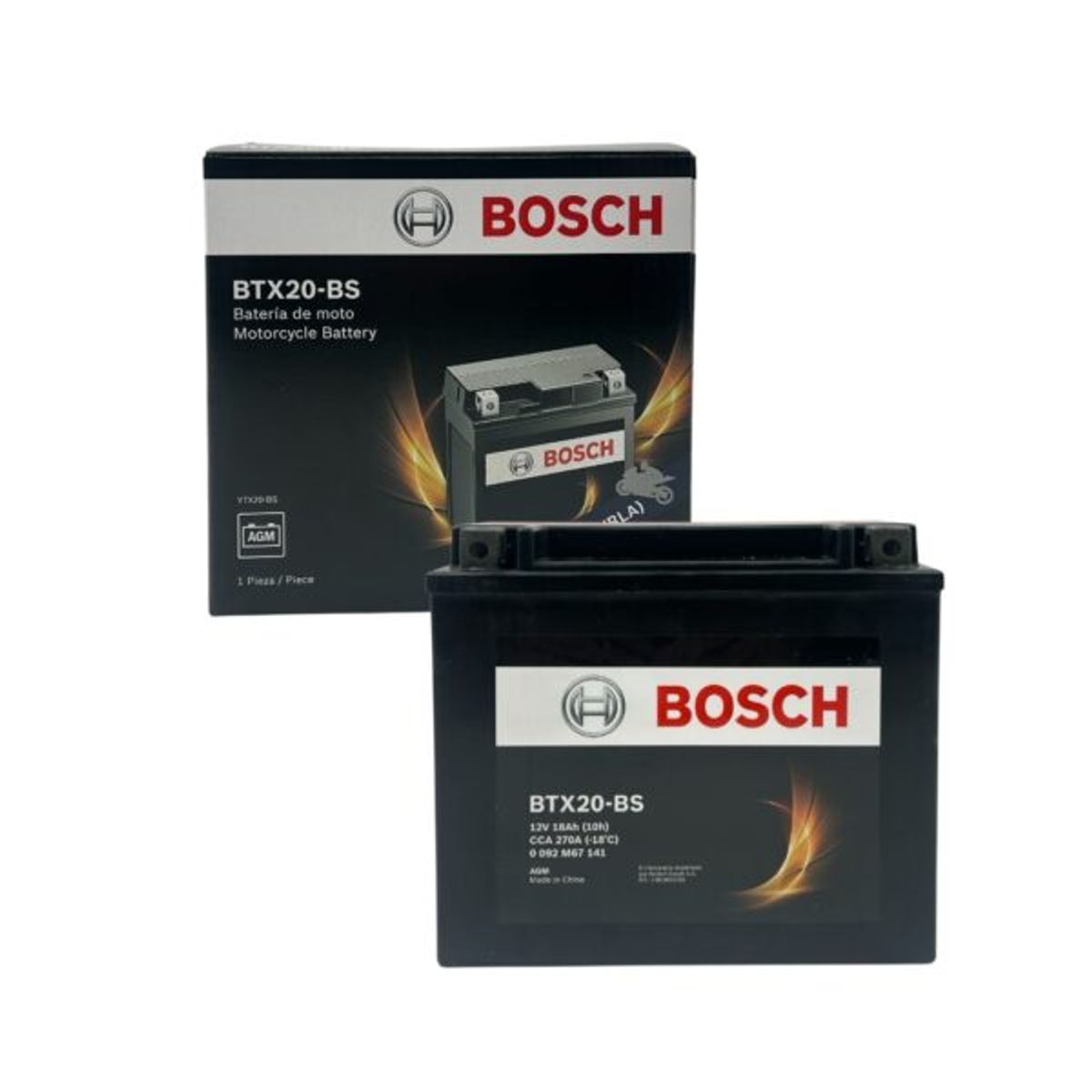 BOSCH - Batería de Moto Agm 18 Ah Positivo Izquierdo 270 CCA