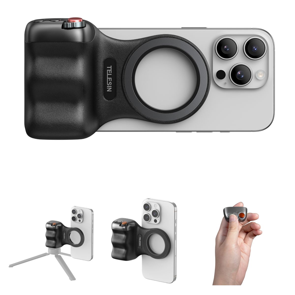 TELESIN - Grip Magnético MagSafe para Smartphone con Disparador Remoto - Negro