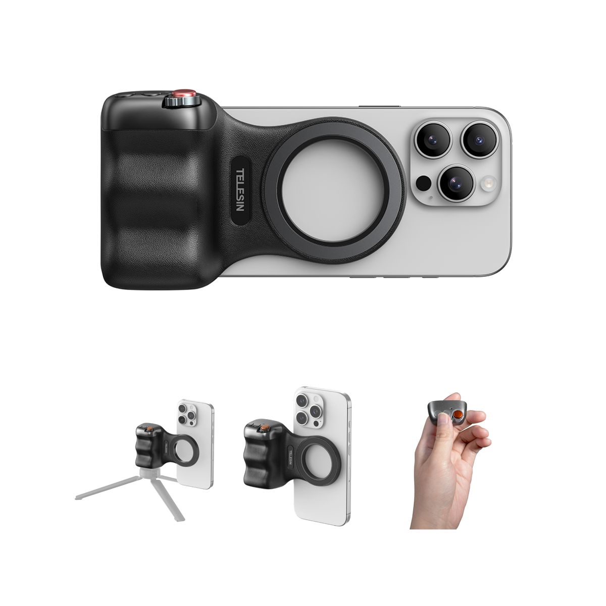 TELESIN - Grip Magnético MagSafe para Smartphone con Disparador Remoto - Negro