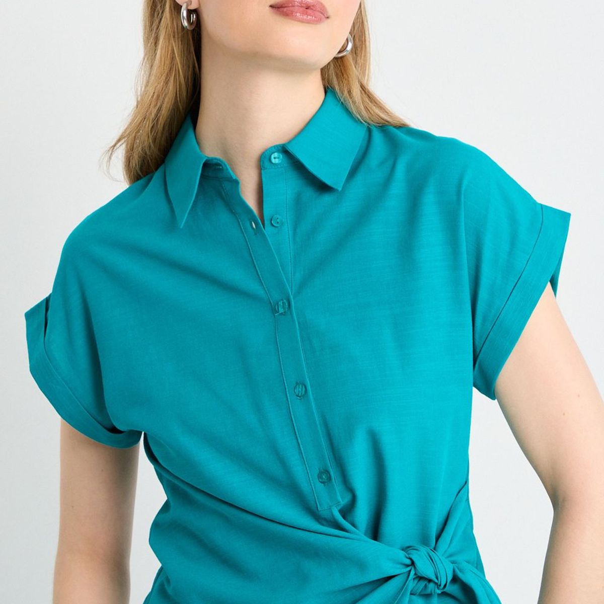 IO - Blusas Manga Corta Mujer Verde Io