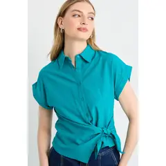 IO - Blusas Manga Corta Mujer Verde