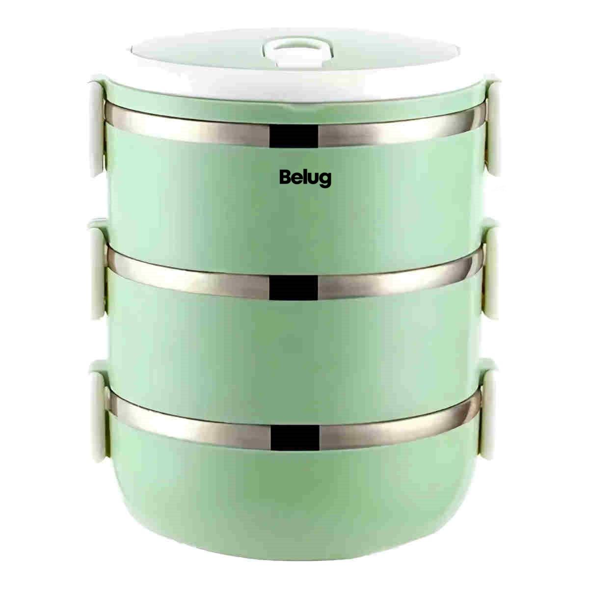 GENERICO - Lonchera Térmica 3 Niveles 2100ml: Comida Caliente Color Verde BELUG
