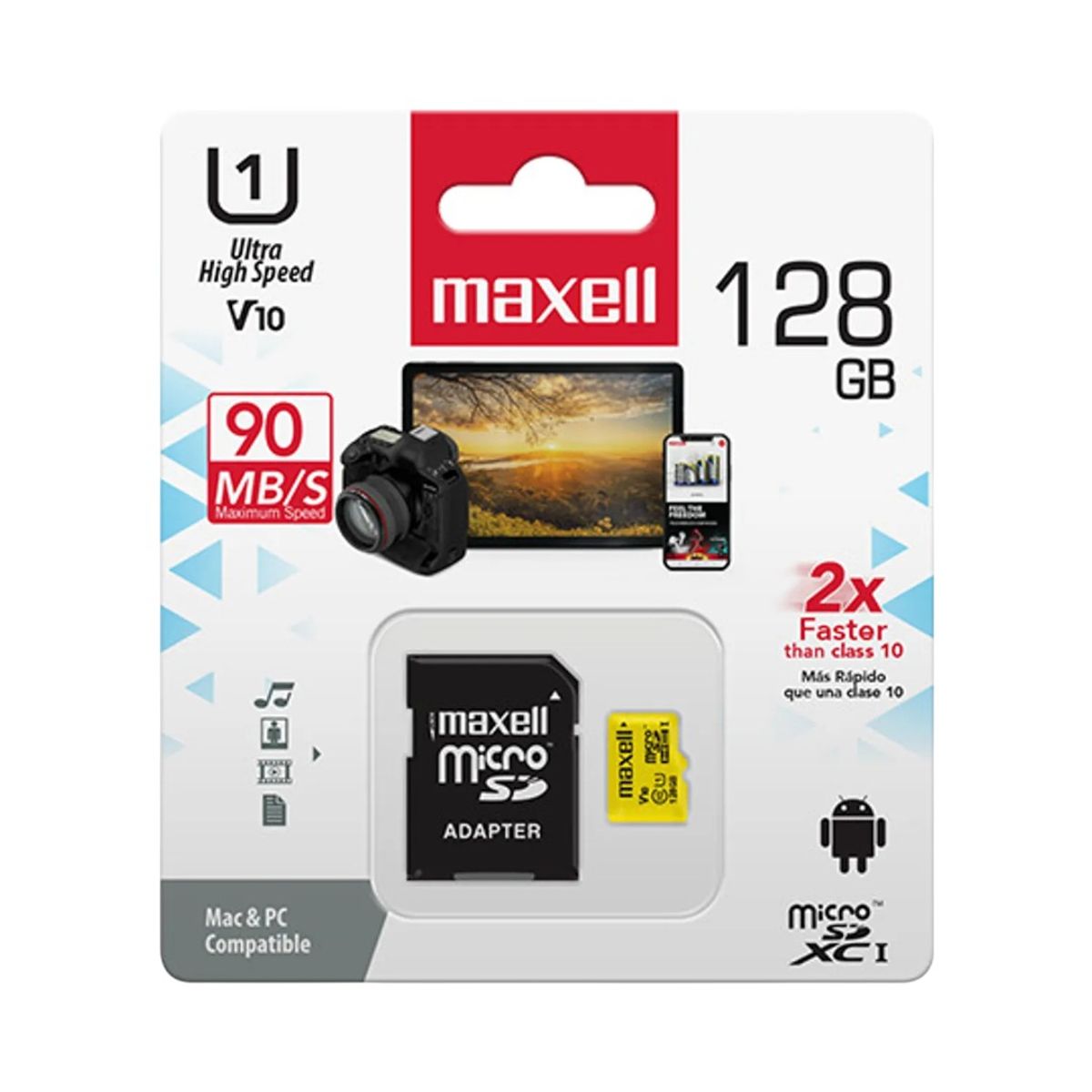 MAXELL - Tarjeta Memoria MicroSD Maxell 128GB 90MB/s Clase 10