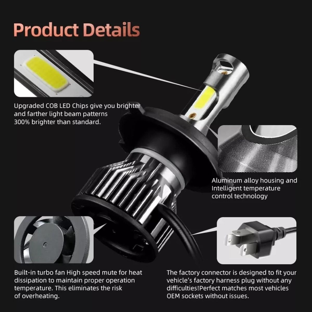 GENERICO - Ampolleta Led H4 / 6500k / 8000lm / Moto Yamaha Mt 03
