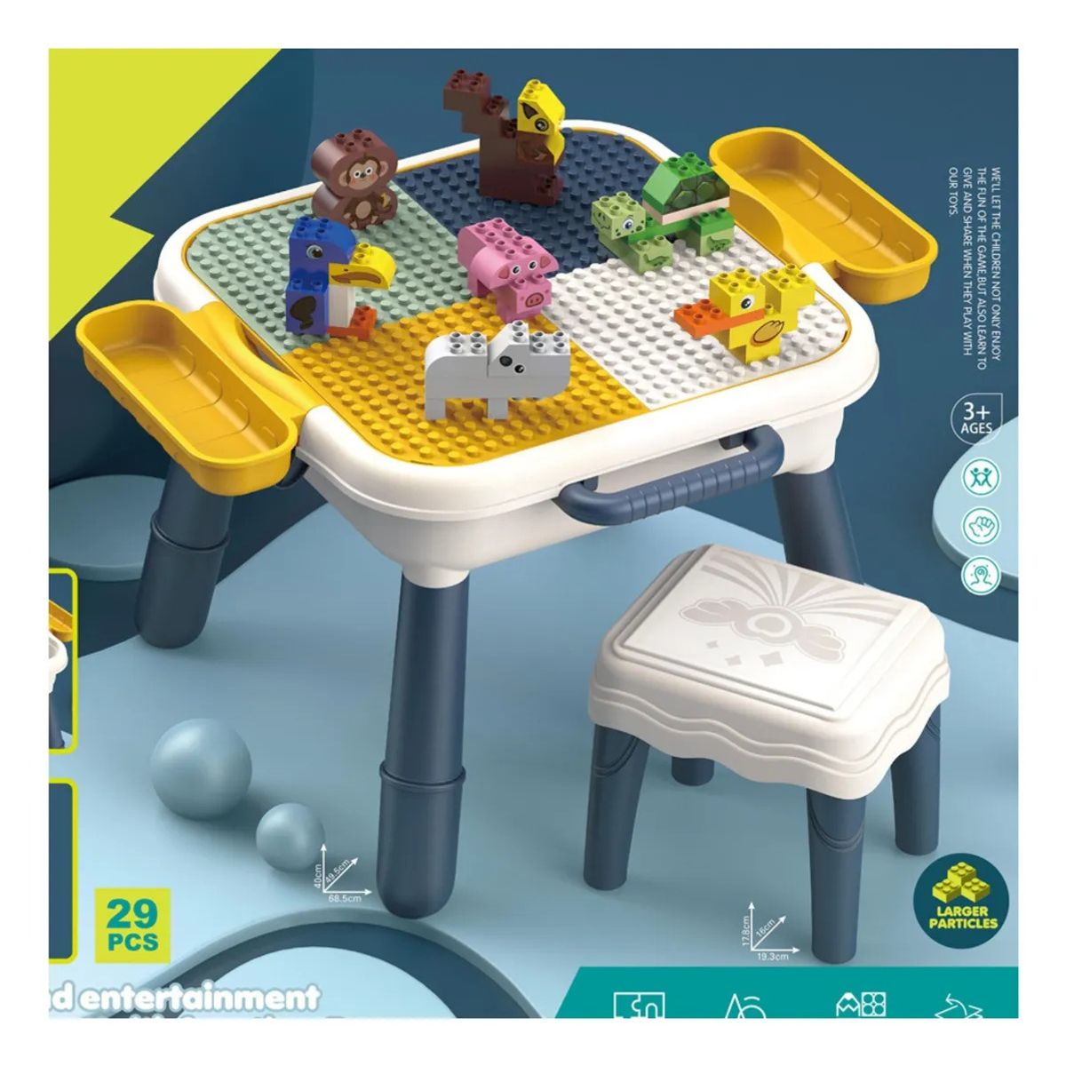 GENERICO - Mesa De Bloques De Construcción Con Accesorios Y Taburete
