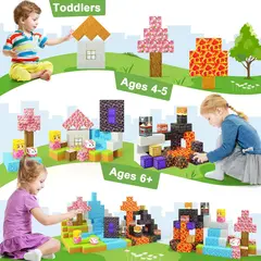 GENERICO - Set 100 Piezas Cubos Magnéticos - Bloques Imanes 3D Educativos