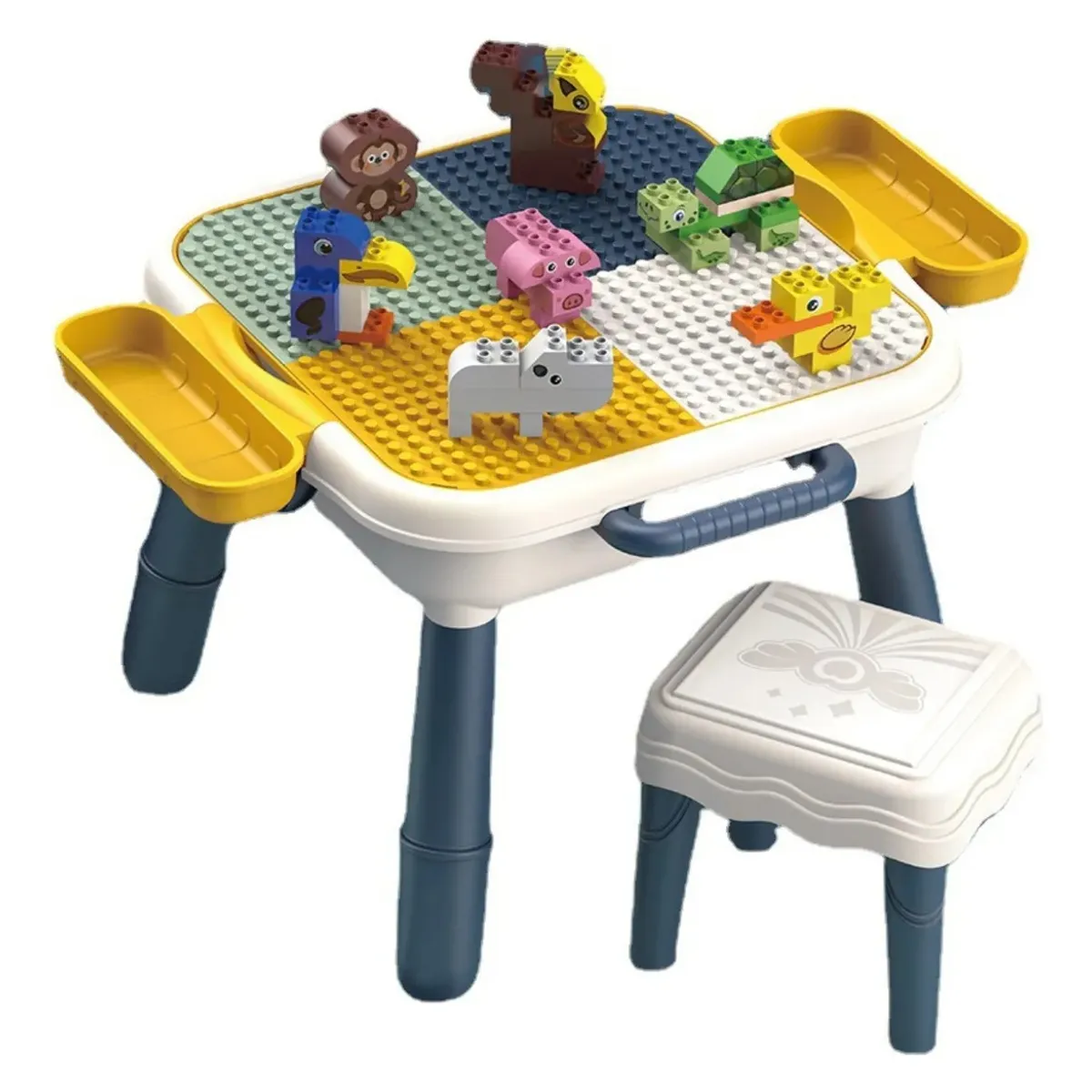 GENERICO - Mesa De Bloques De Construcción Con Accesorios Y Taburete