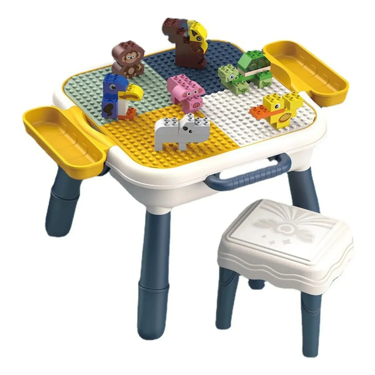 GENERICO - Mesa De Bloques De Construcción Con Accesorios Y Taburete