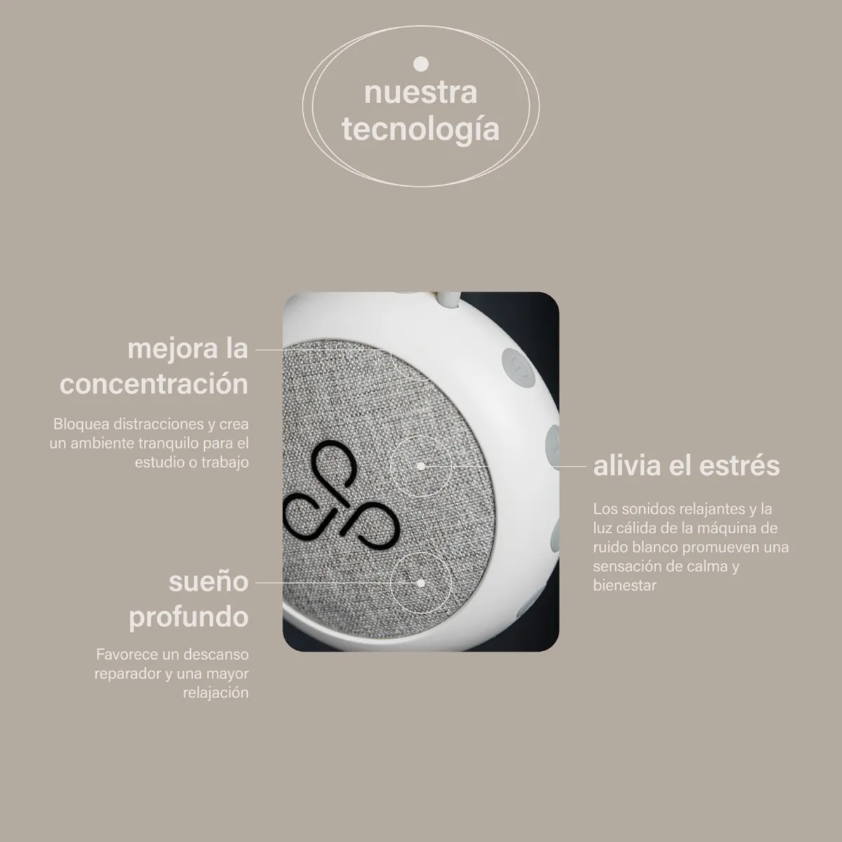 HYPNOS - Máquina Ruido Blanco para Dormir 10 Sonidos y Luz de Noche