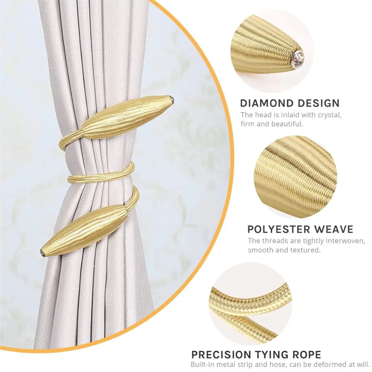 OKAY - Pack 2 Toma Cortinas Abrazadera Amarras Adaptable Flexible