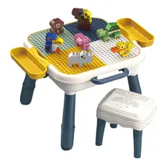 GENERICO - Mesa De Bloques De Construcción Con Accesorios Y Taburete