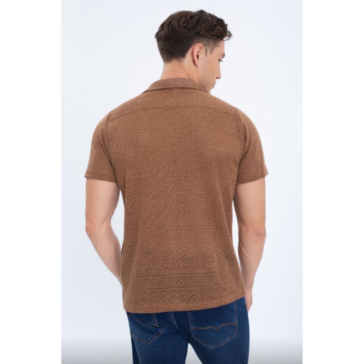 LIKE SHOP - Camisa Hombre Texturizada Hilo Fit Verano Calidad Botones 0169