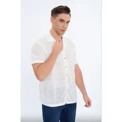 LIKE SHOP - Camisa Hombre Texturizada Hilo Fit Verano Calidad Botones 0169