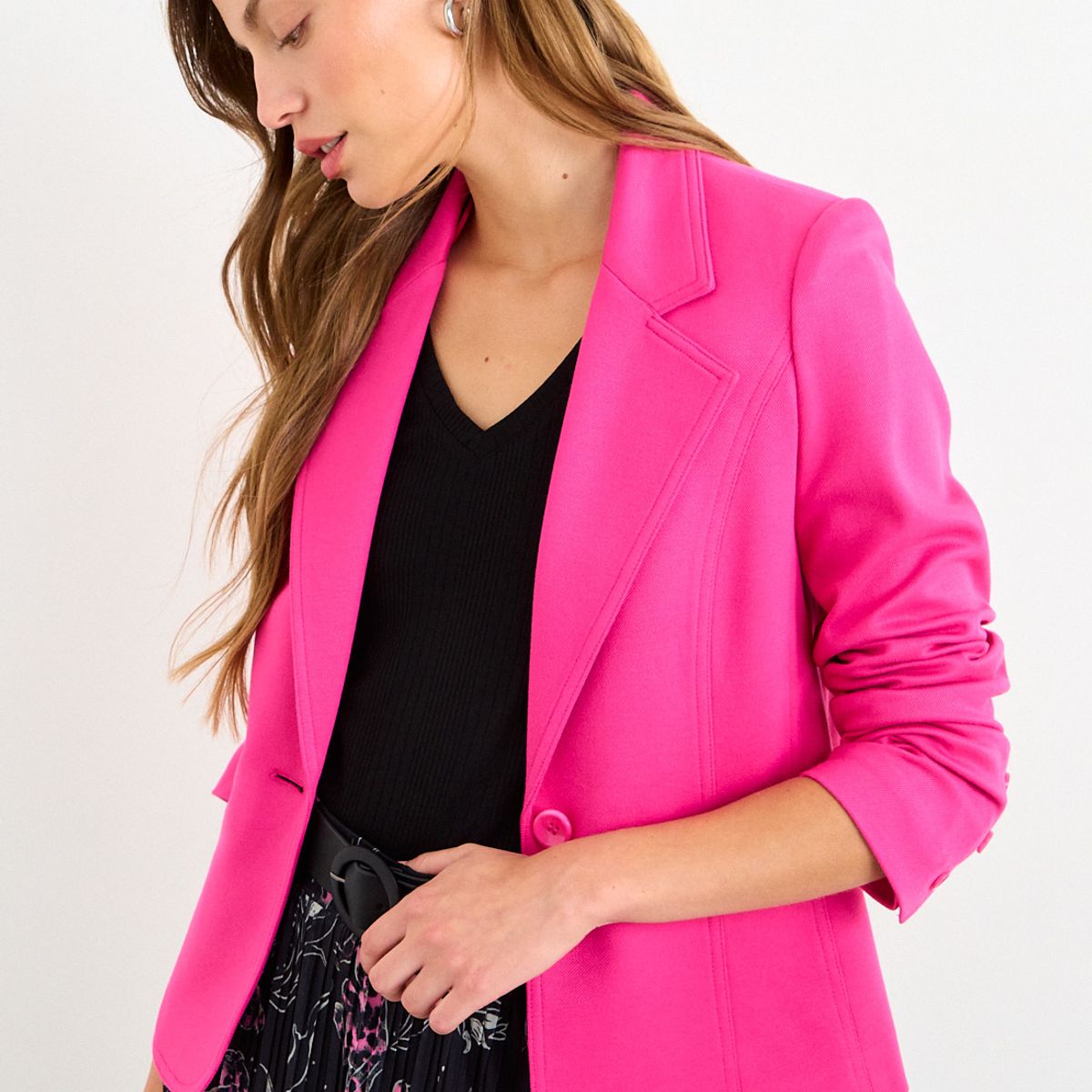 IO - Blazer Liso Mujer Fucsia Io