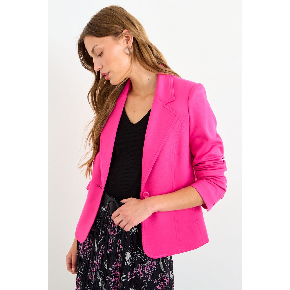 IO - Blazer Liso Mujer Fucsia Io