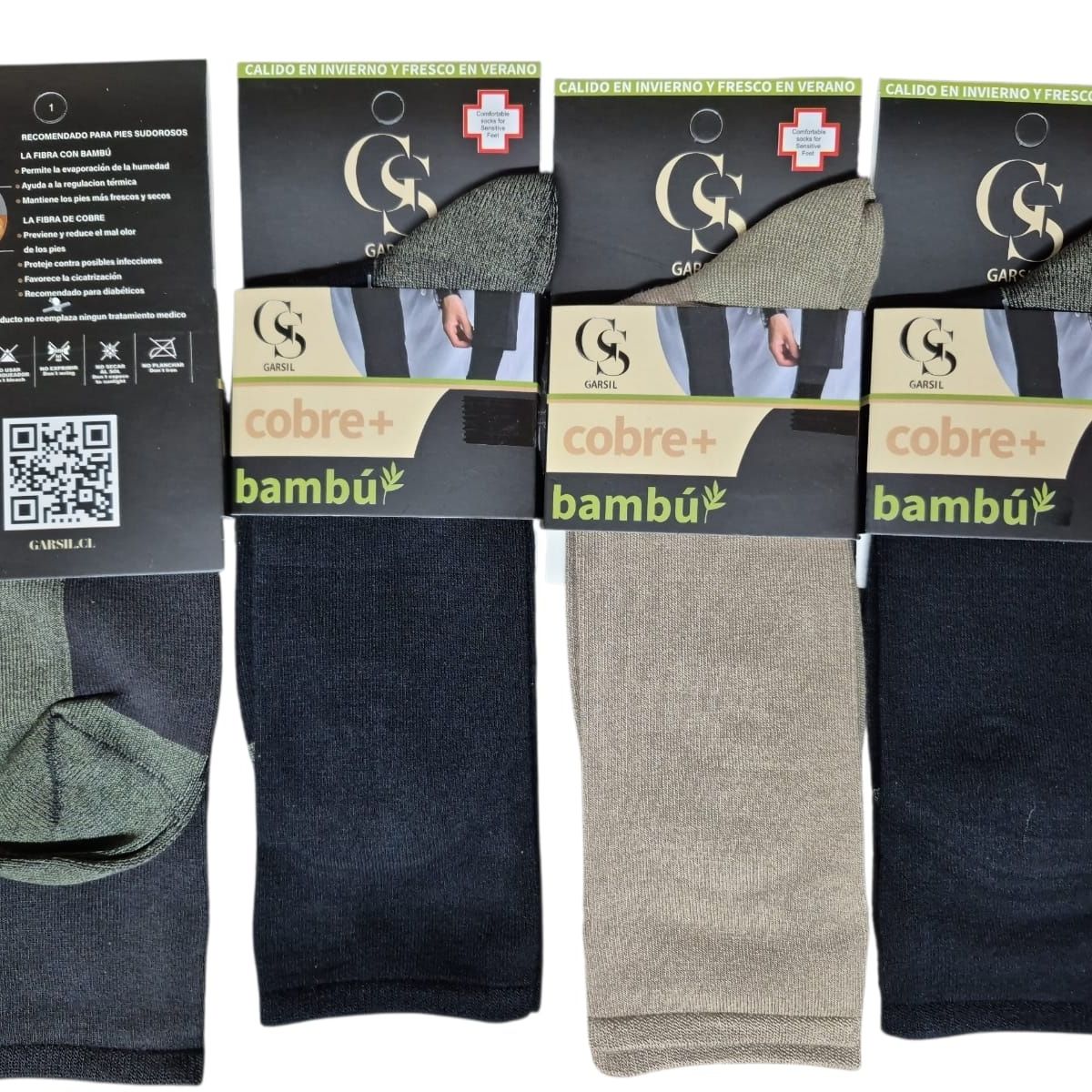 GARSIL - Calcetines De Vestir Con Fibra De Cobre Y Bambu Para Hombre - Sin Costuras - 3 Pares