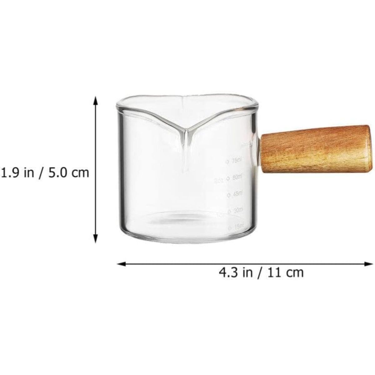 GENERICO - Tacita Medidora De Vidrio Con Mango De Madera 75cc