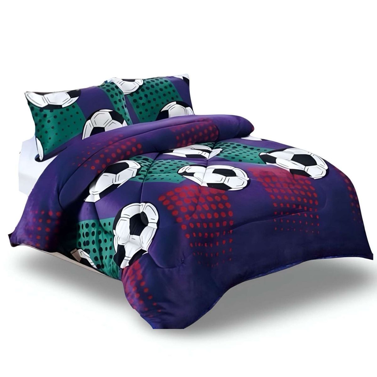 GENERICO - COBERTOR ELEGANTE DE INVIERNO DISEÑO PELOTA NIÑO PLUSH CON CHIPORRO PLAZA Y MEDIA S43