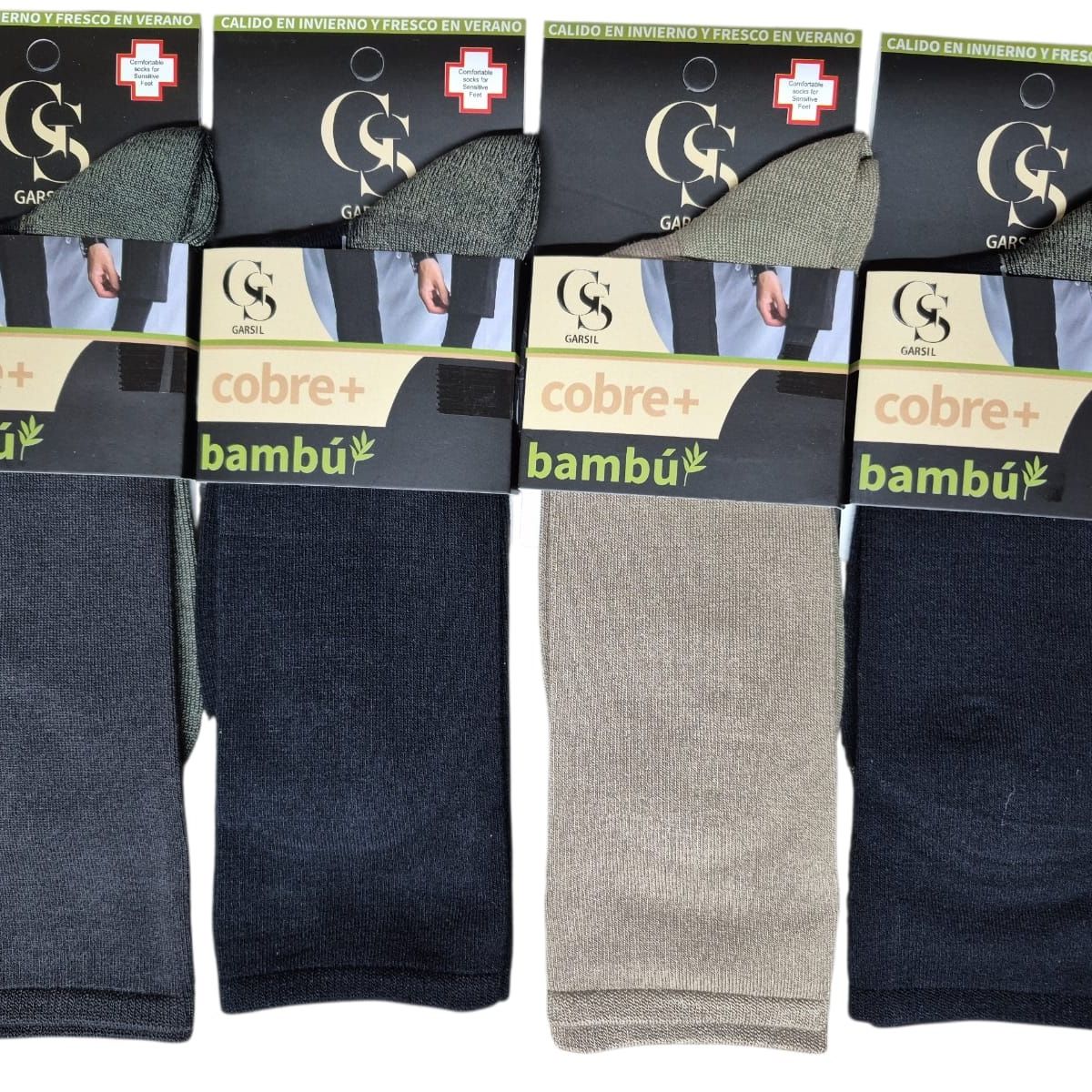 GARSIL - Calcetines De Vestir Con Fibra De Cobre Y Bambu Para Hombre - Sin Costuras - 3 Pares